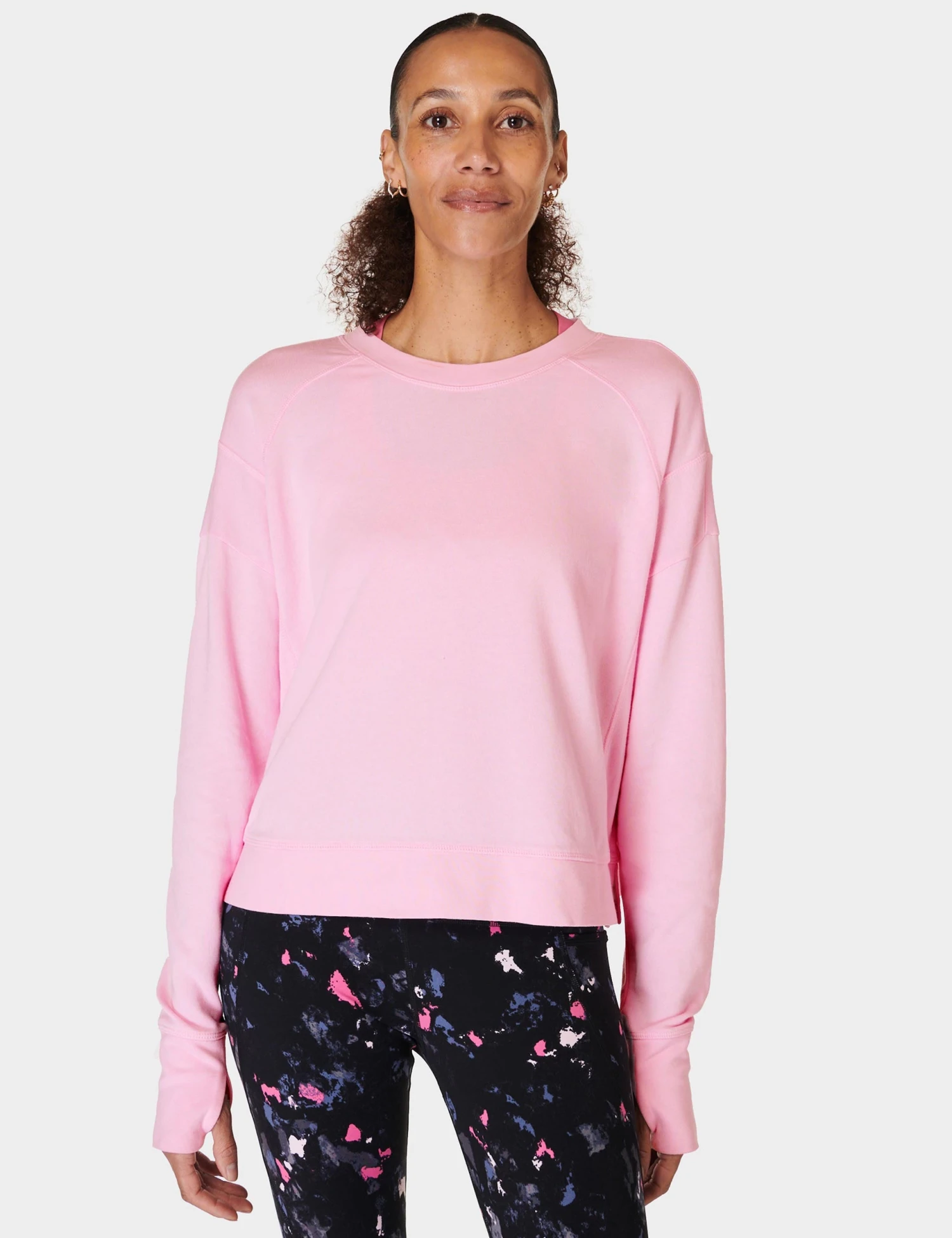 Sweaty Betty After Class Crop Sweatshirt - Chalk Pink 1 Sweaty Betty After Class Crop Sweatshirt - Chalk Pink