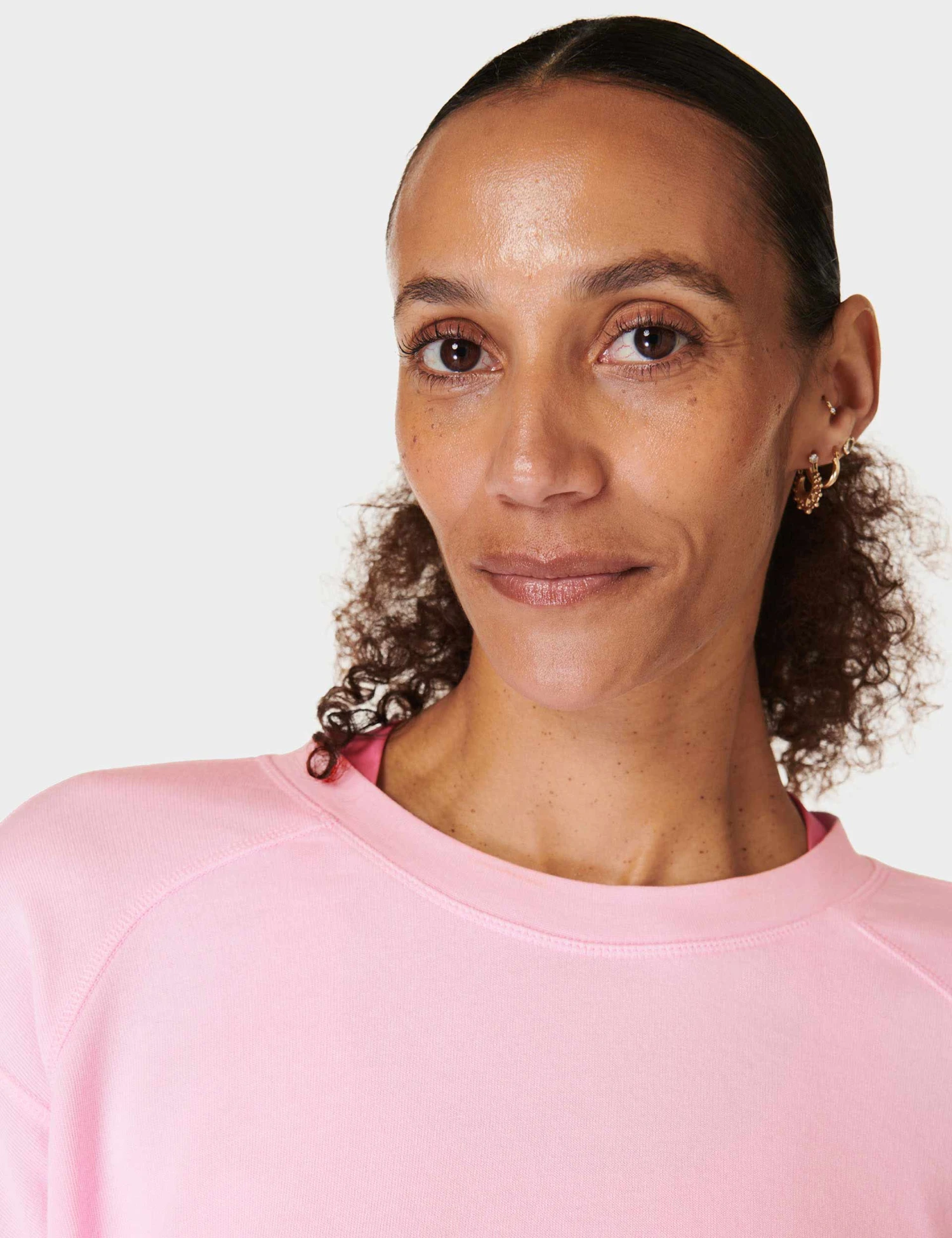 Sweaty Betty After Class Crop Sweatshirt - Chalk Pink 3 Sweaty Betty After Class Crop Sweatshirt - Chalk Pink - Image 3