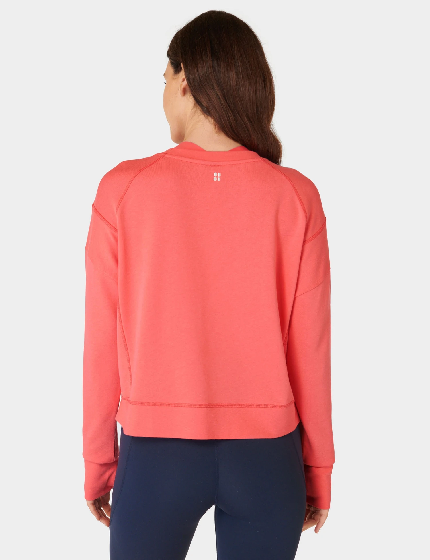 Sweaty Betty After Class Crop Sweatshirt - Coral Pink 2 Sweaty Betty After Class Crop Sweatshirt - Coral Pink - Image 2
