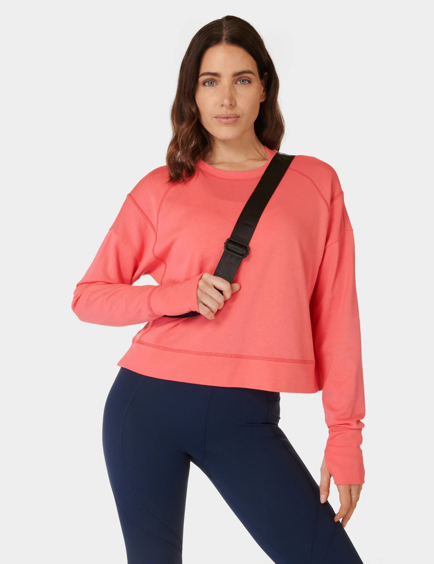 Sweaty Betty After Class Crop Sweatshirt - Coral Pink 5 Sweaty Betty After Class Crop Sweatshirt - Coral Pink - Image 5