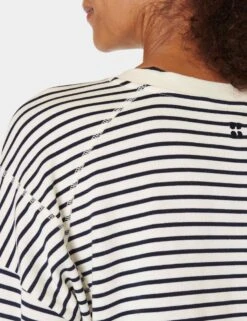 Sweaty Betty After Class Crop Sweatshirt - Lily White Stripe -Outlet Elevate Activewear Store sweaty betty after class crop sweatshirt lily white stripe SB5622CC 11689 4