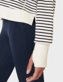 Sweaty Betty After Class Crop Sweatshirt - Lily White Stripe -Outlet Elevate Activewear Store sweaty betty after class crop sweatshirt lily white stripe SB5622CC 11689 5