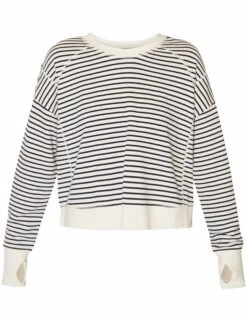Sweaty Betty After Class Crop Sweatshirt - Lily White Stripe -Outlet Elevate Activewear Store sweaty betty after class crop sweatshirt lily white stripe SB5622CC 11689 8