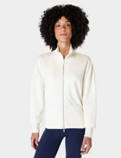 Sweaty Betty After Class Zip Up - Lily White -Outlet Elevate Activewear Store sweaty betty after class zip up lily white sb9599 1