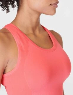 Sweaty Betty Athlete Crop Seamless Gym Vest - Coral Pink -Outlet Elevate Activewear Store sweaty betty athlete crop seamless gym vest coral pink sb6545c 4