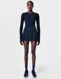 Sweaty Betty Athlete Seamless Workout Long Sleeve Top - Navy -Outlet Elevate Activewear Store sweaty betty athlete seamless gym long sleeve top navy blue sb6547 2