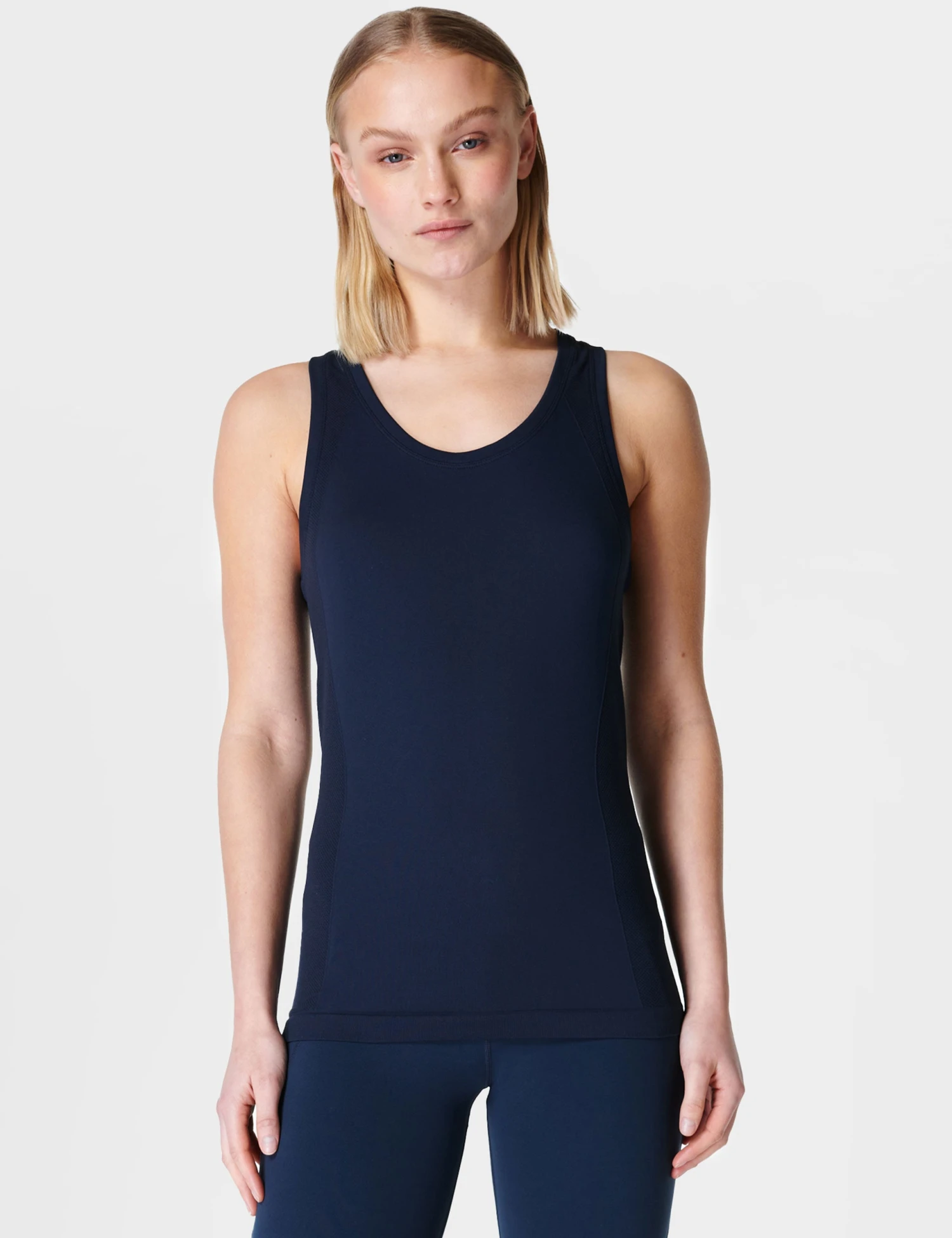 Sweaty Betty Athlete Seamless Gym Vest - Navy Blue 1 Sweaty Betty Athlete Seamless Gym Vest - Navy Blue