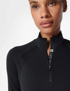 Sweaty Betty Athlete Seamless Half Zip Long Sleeve Top - Black -Outlet Elevate Activewear Store sweaty betty athlete seamless half zip long sleeve top black sb6548 8