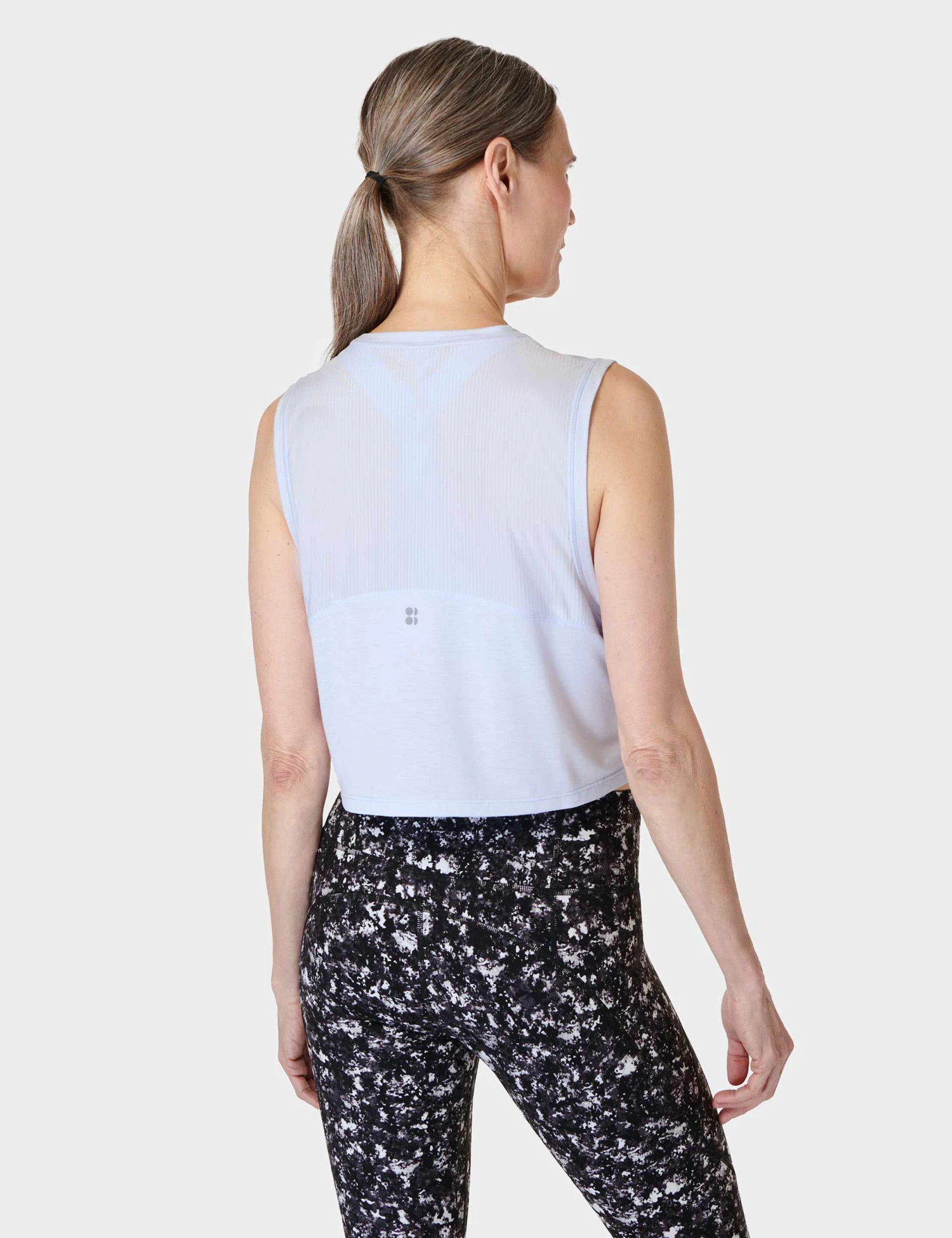 Sweaty Betty Breathe Easy Crop Muscle Vest - Salt Blue 2 Sweaty Betty Breathe Easy Crop Muscle Vest - Salt Blue - Image 2