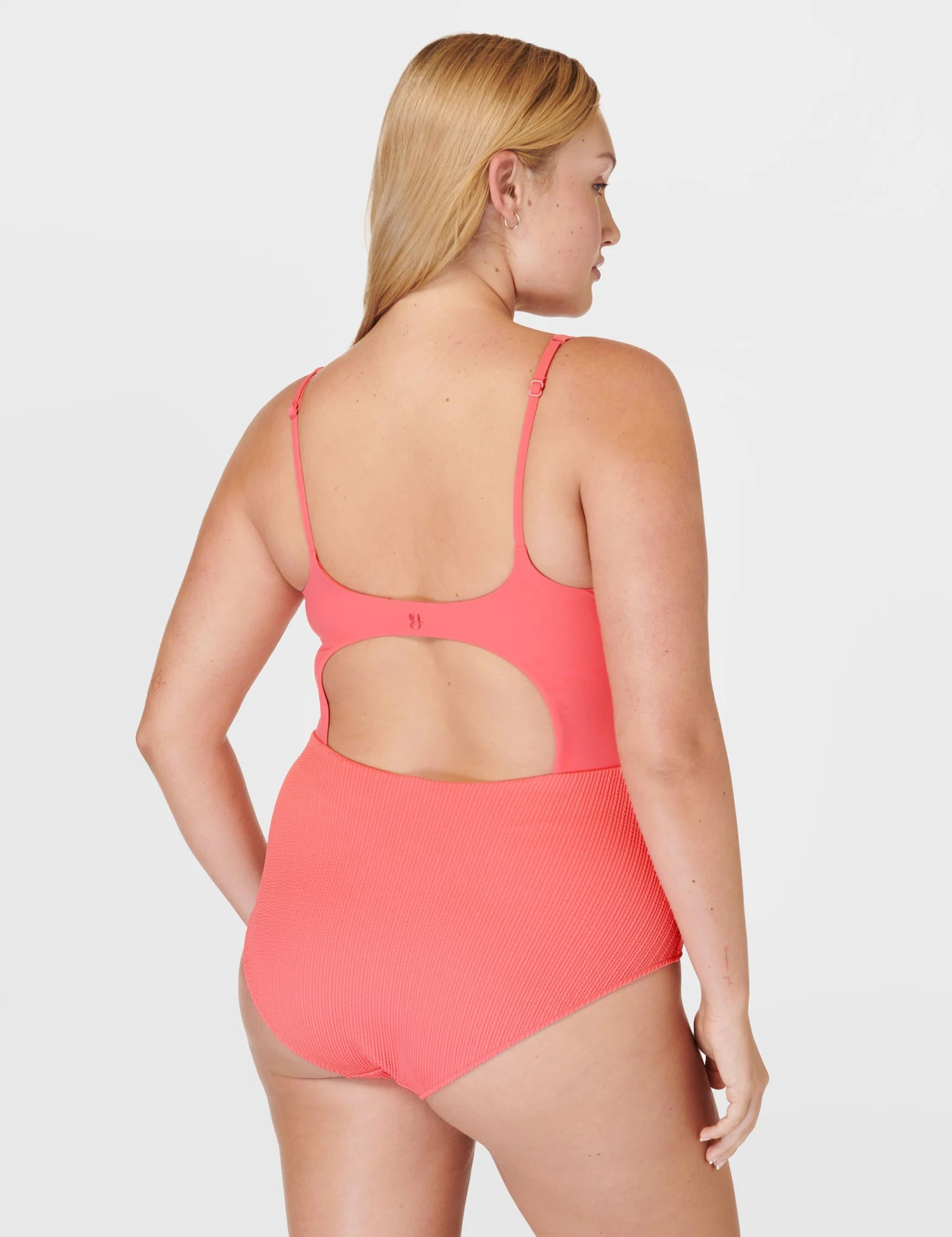 Sweaty Betty Capri Crinkled Scoop Neck Swimsuit - Coral Pink 2 Sweaty Betty Capri Crinkled Scoop Neck Swimsuit - Coral Pink - Image 2