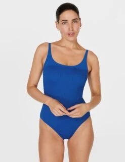 Sweaty Betty Capri Crinkled Scoop Neck Swimsuit - Lightning Blue