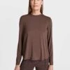 Sweaty Betty Drape Back Long Sleeve Top - Walnut Brown