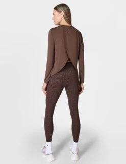Sweaty Betty Drape Back Long Sleeve Top - Walnut Brown -Outlet Elevate Activewear Store sweaty betty drape back long sleeve top walnut brown sb9463 5