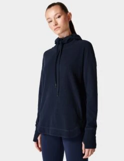 Sweaty Betty Escape Italian Fleece Hoody - Navy Blue