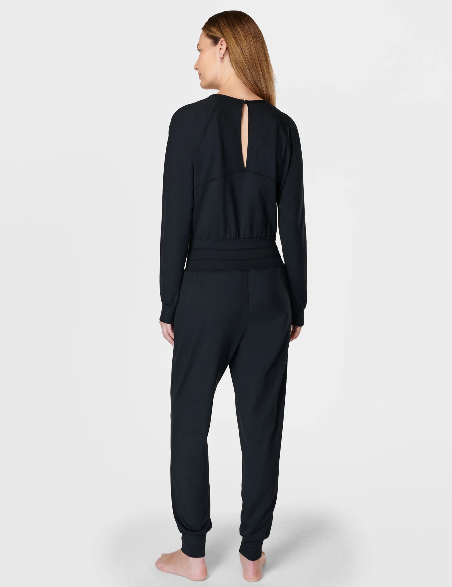 Sweaty Betty Gaia Yoga Long Sleeve Jumpsuit - Black 2 Sweaty Betty Gaia Yoga Long Sleeve Jumpsuit - Black - Image 2