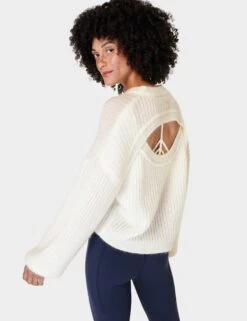 Sweaty Betty Hera Open Back Sweater - Lily White