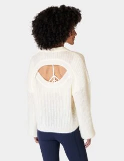 Sweaty Betty Hera Open Back Sweater - Lily White -Outlet Elevate Activewear Store sweaty betty hera open back sweater lily white sb9679 6
