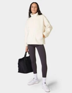 Sweaty Betty Plush Textured Half Zip Fleece - Studio White 9 Sweaty Betty Plush Textured Half Zip Fleece - Studio White -Outlet Elevate Activewear Store sweaty betty plush textured half zip studio white sb9535 6