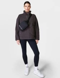 Sweaty Betty Plush Textured Half Zip - Urban Grey -Outlet Elevate Activewear Store sweaty betty plush textured half zip urban grey sb9535 5
