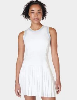 Sweaty Betty Power Ace Mix Pleat Tennis Dress - White