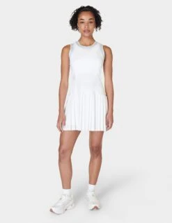 Sweaty Betty Power Ace Mix Pleat Tennis Dress - White -Outlet Elevate Activewear Store sweaty betty power ace mix pleat tennis dress white sb9296 6