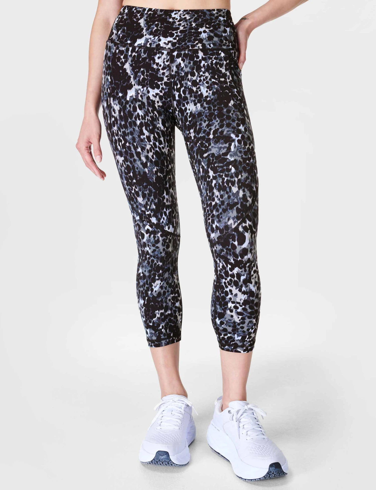 Sweaty Betty Power Cropped Gym Leggings - Grey Dapple Print 1 Sweaty Betty Power Cropped Gym Leggings - Grey Dapple Print