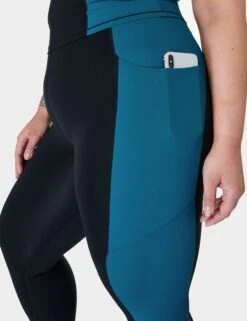 Sweaty Betty Power UltraSculpt High Waisted 7/8 Colour Block Gym Leggings - Black/Reef Teal/Beet Pink -Outlet Elevate Activewear Store sweaty betty power ultra sculpt hw 7 8 colour block gym leggings black reef teal beet pink sb9018c 6