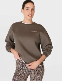 Sweaty Betty Powerhouse Sweatshirt - Dark Timber Brown -Outlet Elevate Activewear Store sweaty betty powerhouse sweatshirt dark timber brown sb9825 4
