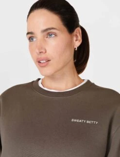 Sweaty Betty Powerhouse Sweatshirt - Dark Timber Brown -Outlet Elevate Activewear Store sweaty betty powerhouse sweatshirt dark timber brown sb9825 5