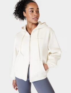 Sweaty Betty Powerhouse Zip Up Hoody - Lily White -Outlet Elevate Activewear Store sweaty betty powerhouse zip up hoody lily white sb9824 5