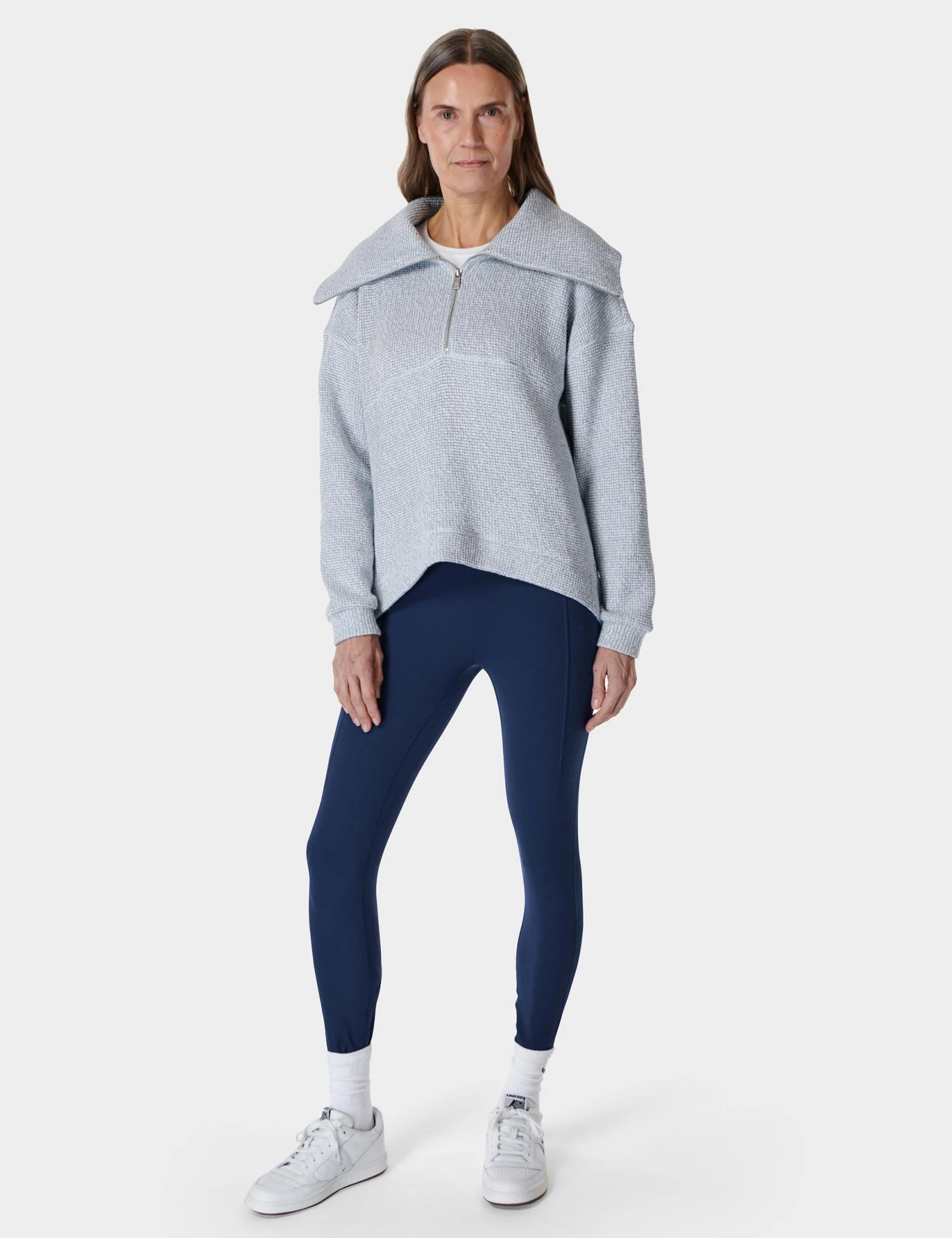 Sweaty Betty Restful Boucle Half Zip Sweatshirt - Salt Blue 6 Sweaty Betty Restful Boucle Half Zip Sweatshirt - Salt Blue - Image 6