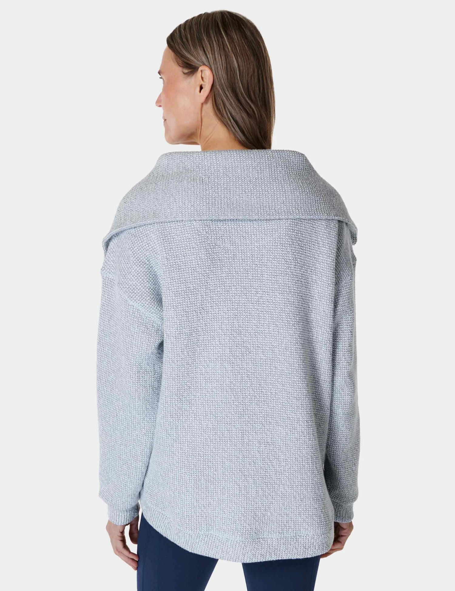 Sweaty Betty Restful Boucle Half Zip Sweatshirt - Salt Blue 3 Sweaty Betty Restful Boucle Half Zip Sweatshirt - Salt Blue - Image 3