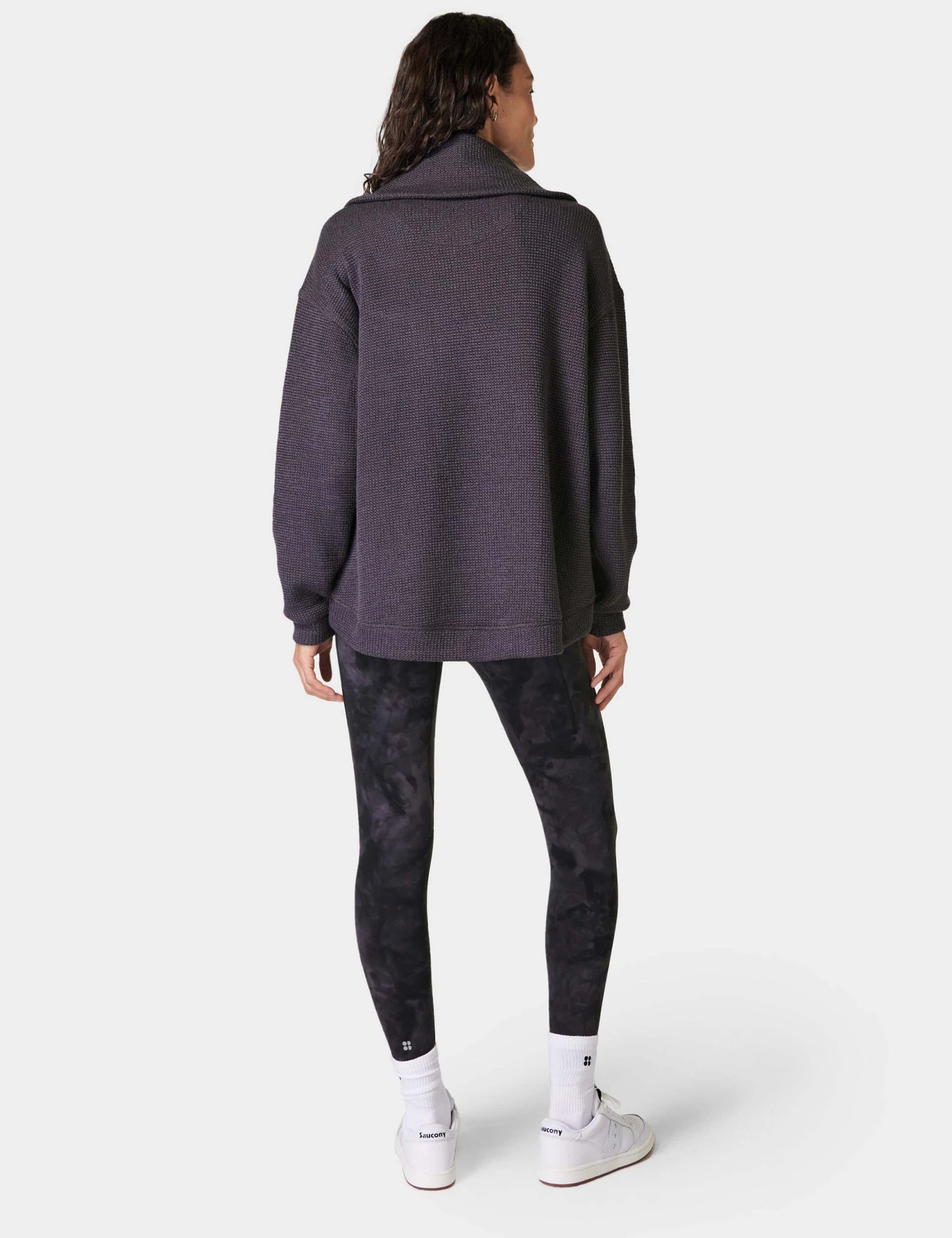 Sweaty Betty Restful Boucle Half Zip Sweatshirt - Urban Grey 2 Sweaty Betty Restful Boucle Half Zip Sweatshirt - Urban Grey - Image 2