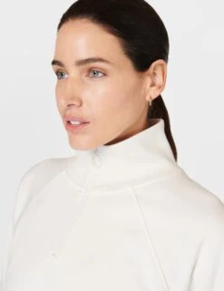 Sweaty Betty Revive Rib Half Zip Pullover - Lily White -Outlet Elevate Activewear Store sweaty betty revive rib half zip pullover lily white SB8937 27C 4