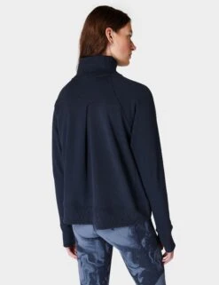 Sweaty Betty Revive Rib Half Zip Pullover - Navy Blue -Outlet Elevate Activewear Store sweaty betty revive rib half zip pullover navy blue sb8937 3