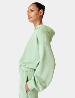 Sweaty Betty Sand Wash Cloud Weight Crop Hoody - Butter Green
