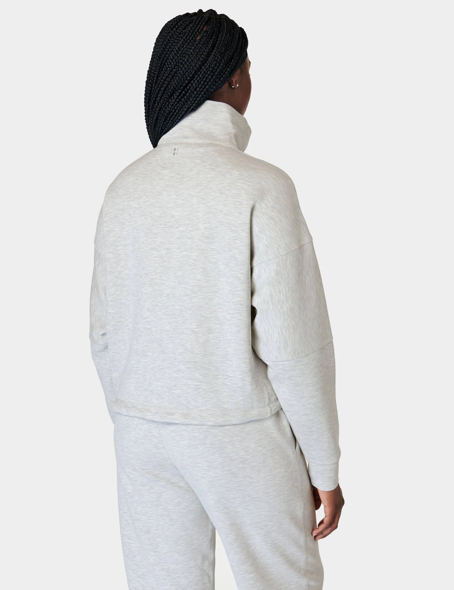 Sweaty Betty Sand Wash Funnel Neck Half Zip - Ice Grey Marl 3 Sweaty Betty Sand Wash Funnel Neck Half Zip - Ice Grey Marl - Image 3