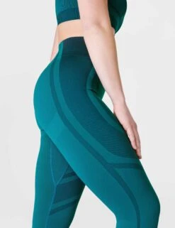 Sweaty Betty Silhouette Sculpt Seamless Workout Leggings - Reef Teal Blue/Navy Blue -Outlet Elevate Activewear Store sweaty betty silhouette sculpt seamless workout leggings reef teal blue navy blue sb8968 4