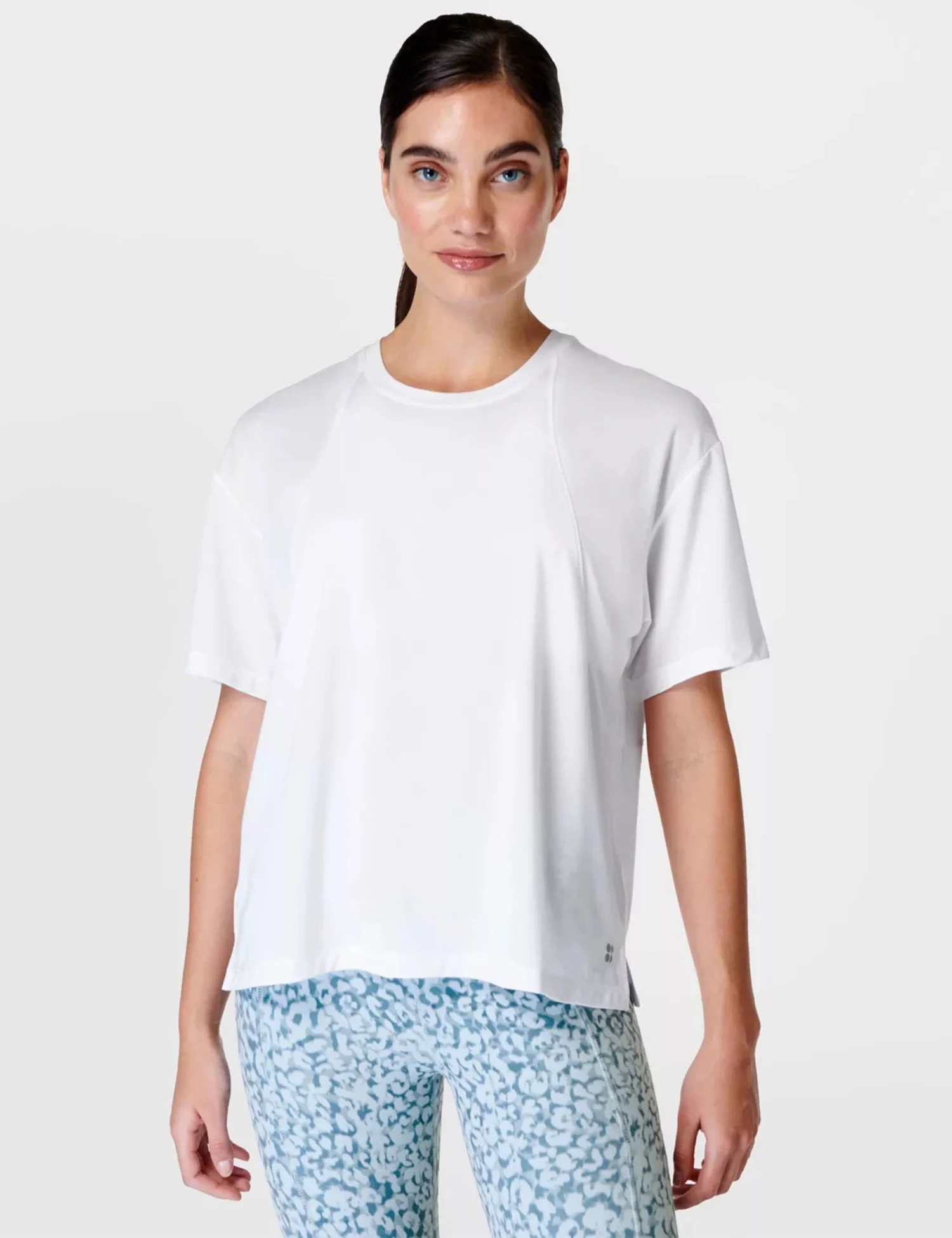 Sweaty Betty Soft Flow Studio T-Shirt - White 1 Sweaty Betty Soft Flow Studio T-Shirt - White