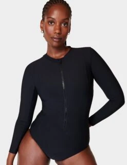 Sweaty Betty Tidal Xtra Life Long Sleeve Swimsuit - Black A