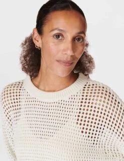Sweaty Betty Tides High Open Weave Jumper - Lily White -Outlet Elevate Activewear Store sweaty betty tides high open weave jumper lily white sb6320 5
