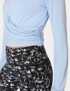 Sweaty Betty Wrap Front Long Sleeve Top - Breeze Blue -Outlet Elevate Activewear Store sweaty betty wrap front long sleeve top breeze blue sb9464 6