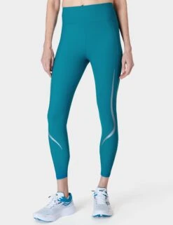 Sweaty Betty Zero Gravity 7/8 Illuminate Running Leggings - Reef Teal/Salt Blue Reflective