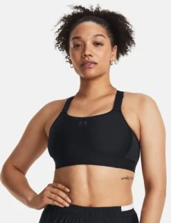 Under Armour HeatGear Armour High Sports Bra - Black/Jet Grey -Outlet Elevate Activewear Store under armour heatgear armour high bra black grey 1379195 001 2