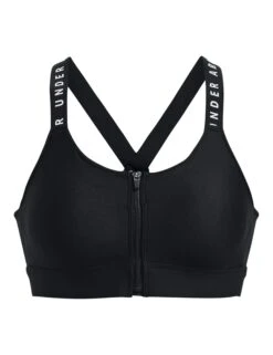 Under Armour Infinity High Zip Bra - Black/White -Outlet Elevate Activewear Store under armour infinity high zip bra black white 1373860 001 1