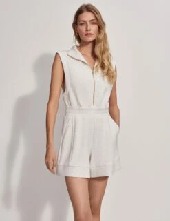 Varley Linvale Playsuit - Ivory Marl -Outlet Elevate Activewear Store varley linvale playsuit ivory marl VAR01904 WHI 2